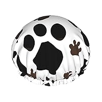 Animal Paw Prints Print Double Layer Waterproof Shower Cap, Suitable For All Hair Lengths (10.6 X 4.3 Inches)