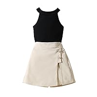 Toddler Baby Girls Outfits Hanging Neck Striped Vest Top Irregular Skirts Summer Casual Clothes 2 Pcs Sets
