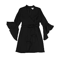 Womens Bell-Sleeve A-line Dress, Black, X-Small