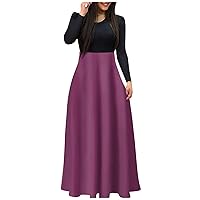 Women's Fall Dresses Fashion Casual Solid Color Round Neck Long Sleeve Oversized Maxi Dress, S-2XL