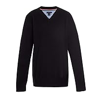 Tommy Hilfiger Girls V-Neck Sweater, Kids Long Sleeve School Uniform Clothes with Tall Sizes