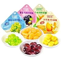 Peel fudge,Lychee Mango grape 8 kinds of fruit candy,50% juice content,Chinese snack gifts,dessert,Delicious snacks, snack foods, sweet snacks (Mixed flavors,4 packs(150g))