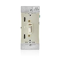 Toggle Slide Dimmer Switch for Dimmable LED, Halogen and Incandescent Bulbs, TSL06-1LT, Light Almond