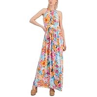 Generic I.N.C. International Concepts Women's Floral-Print Halter Maxi Dress (Tropical Rose Combo, 16)