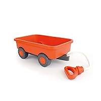 Wagon, Orange - Pretend Play, Motor Skills, Kids Outdoor Toy Vehicle. No BPA, phthalates, PVC. Dishwasher Safe, Recycled Plastic, Made in USA.
