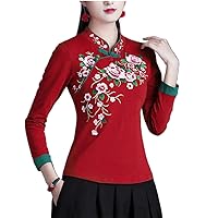 Cheongsam Women Plus Size Winter Cotton Splicing Stand Collar Thickening Chinese Qipao Shirts Woman