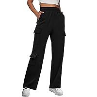 SNKSDGM Women Jogger Pants Drawstring Athletic Running Trouser Wide Leg Lounge Pants Baggy Sweatpants with Pockets