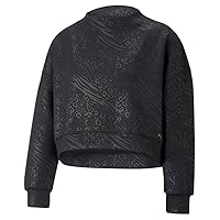 Puma Womens Fashion Luxe Embossed Crew Neck Sweatshirt - Black