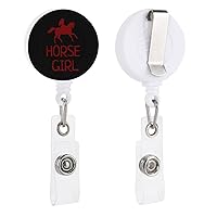 Horse Girl Funny Badge Holder with Retractable Reel Clip PP Plastic Id Badges Lanyard for Nurse Doctor Office