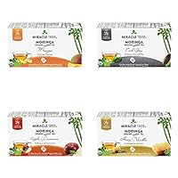 Organic Moringa Superfood Tea, 4 Pack Bundle, 4x25 Individually Sealed Tea Bags (Mango, Earl Grey, Apple & Cinnamon, Honey & Vanilla)