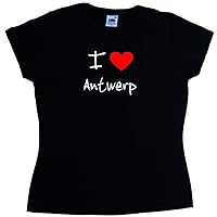 I Love Heart Antwerp Black Ladies T-Shirt