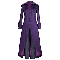 (20, 26 or 28) Vincent – Royal Purple Long Trench USA Stock Gothic Hooded Steampunk Coat