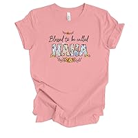 Womens Blessed to Be Floral Whimsical Mother's Day Ladies Pink Short Sleeve T-Shirt