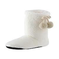 Women’s Warm Curly Bootie Slippers Comfy Plush Fleece Boots Memory Foam House Shoes