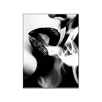 ToMart Fashion Art Poster Decoration Smoking Girl Sexy Black Lips Canvas Art Poster Canvas Painting Wall Art Poster for Bedroom Living Room Decor 8x10inch(20x26cm) Unframe-style
