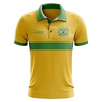 Brazil Concept Stripe Polo Football Soccer T-Shirt Jersey (Yellow) - Kids