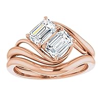 10K Solid Rose Gold Handmade Engagement Ring 6.00 CT Emerald Cut Moissanite Diamond Solitaire Wedding/Bridal Ring Set for Women/Her, Promise Ring Gift for Wife