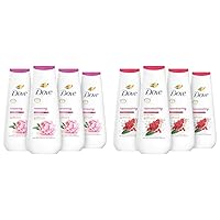 Body Wash Renewing Peony and Rose Oil 4 Count for Renewed & Body Wash Rejuvenating Pomegranate & Hibiscus 4 Count for Renewed