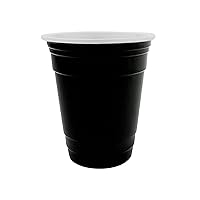 GET SC-16-BK BPA-Free Reusable Plastic Party Cup Tumbler Only, 16 Ounce, Black (Set of 12)