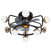 Ceiling Fan with Lights Remote Control and 5 ABS Blades Enclosed Low Profile Fan Light Industrial Retro 3 Colors 3 Speed ​​LED Silent Fan Chandelier