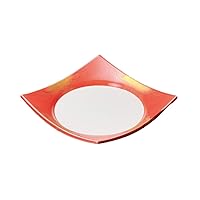 Mino Ware 30613474 Medium Plate, Commercial Use, Made in Japan, 6.7 x 6.7 x 1.3 inches (17 x 17 x 3.2 cm), Persimmon Glaze, Kinbuki Musashino Square Plate