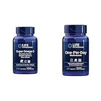 Life Extension Super Omega-3 EPA/DHA Fish Oil, Sesame Lignans & Olive Extract - Omega 3 Supplement & One-Per-Day Multivitamin – Packed with Over 25 Vitamins, Minerals & Plant Extracts, Quercetin