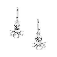 Solid 925 Sterling Silver Unique Octopus Earrings For Women Animal Lover Dangle Earrings Jewelry