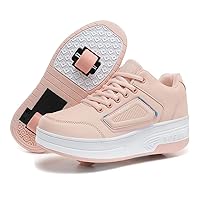 Wooowyet LED Roller Skate Shoes for Kids Boys Girls Light Up Fashion Sneakers Wheels Roller Shoes Wheeled USB Rechargealbe Hook&Loop