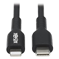 Tripp Lite USB C to Lightning Sync/Charge Cable Black MFI Certified M/M 1M (M102-01M-BK)