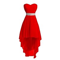 Short Sweetheart Ruched Chiffon Prom Homecoming Dress High Low Formal Party Ball Gown Red 20W