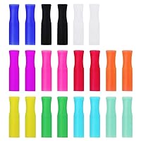 22Pcs Reusable Silicone Straw Tips, Multi-color Food Grade Straws Tips Covers Only Fit for 1/4 Inch Wide(6MM Out diameter) Stainless Steel Straws by Accmor