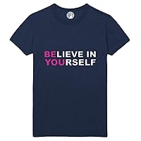 Believe in Yourself Neon Printed T-Shirt - Navy - 6XL