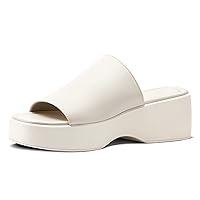 mysoft Women's Wedge Platform Sandals Open Toe Slip On Slide Flatform Summer Shoes