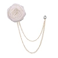 YOUNAFEN　Bridegroom Wedding Brooches Cloth Art Hand-made Rose Flower Brooch Lapel Pin Badge Tassel Chain Men Suit Accessories