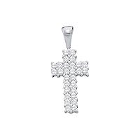 14K White Gold Diamond Cross Faith Necklace Pendant 1/4 Ctw.