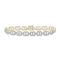 10K Yellow Gold Mens Diamond Stylish Link Bracelet 3-1/4 Ctw.