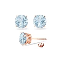 Solid 10K Gold Round 7mm Gemstone Stud Earrings