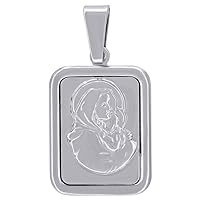 JewelryWeb 925 Sterling Silver Unisex CZ Virgin Mary and Child Religious Charm Pendant Necklace Measures 34.8x18.1mm W