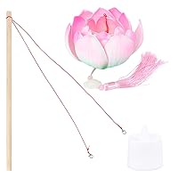 BESTOYARD Lotus Flower Candle Lanterns Wishing Water Lily Candles Light Decorative Handheld Lantern with Led Candle Photo Props for Chinese Spring Festival Party Pink