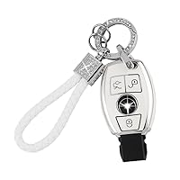 wisdompro Crystal Car Keychain for Women, Genuine Leather Key FOB