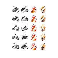 Motorcycle with Flames Skull Nail Art Decals