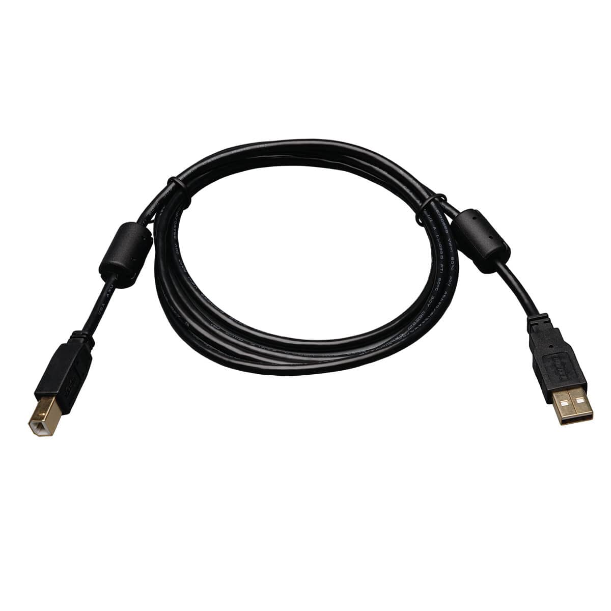 Tripp Lite USB 2.0 Hi-Speed A/B Cable with Ferrite Chokes (M/M) 3-ft. (U023-003)