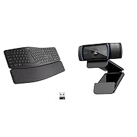 Logitech ERGO K860 Wireless Ergonomic Keyboard, Grey & C920 HD Pro Webcam, Full HD 1080p/30fps Video Calling, Clear Stereo Audio, HD Light Correction, Black