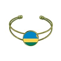 Rwanda National Flag Africa Country Bracelet Bangle Retro Open Cuff Jewelry