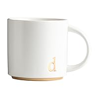 COLLECTIVE HOME - Monogram Ceramic Mugs, 15 oz Golden Initial Coffee Cups, Elegant Alphabet Tea Mugs, Elegant Personalized Mug with Gift Box, Luxurious Cups for Office and Home (d)
