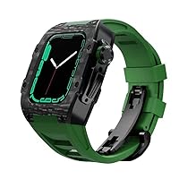 Carbon fiber protective case For Apple watch 8 7 45mm Silicone watch strap high-end modification accessories For iwatch 6 5 SE 44mm
