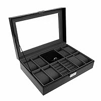 Jewelry Display Container Watch 8+2 Slots Grids for Ring Ear Stud Earrings Watches Storage Organizer Faux Leather High end Case