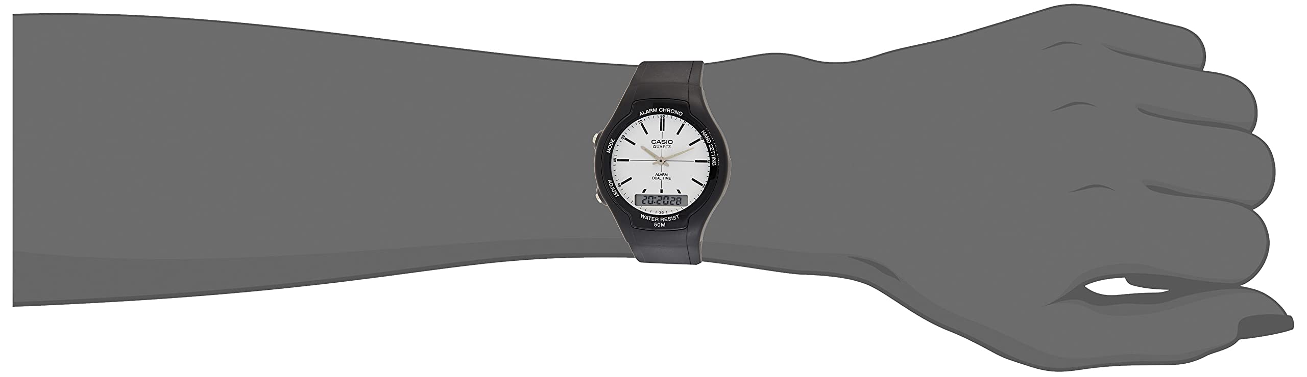 Casio Men's Core AW90H-7EV Black Rubber Quartz Watch with White Dial