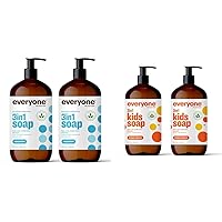 3-in-1 Soap, Body Wash, Bubble Bath, Shampoo, 32 Ounce (Pack of 2), Unscented & 3-in-1 Kids Soap, Body Wash, Bubble Bath, Shampoo, 32 Ounce (Pack of 2), Orange Squeeze