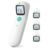 Thermometer for Adults and Kids, Forehead Thermometer with Comfortable Measuring Angle, Accurate Digital Thermometer with Fever Alarm, 35 Memory Recalls, LCD Display